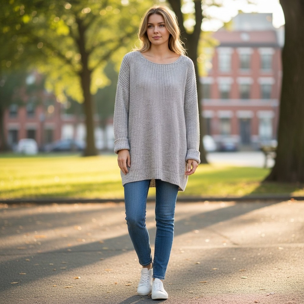 Free People Got Your Back Pullover Sweater Oatmeal Lace Up Back Oversized Small